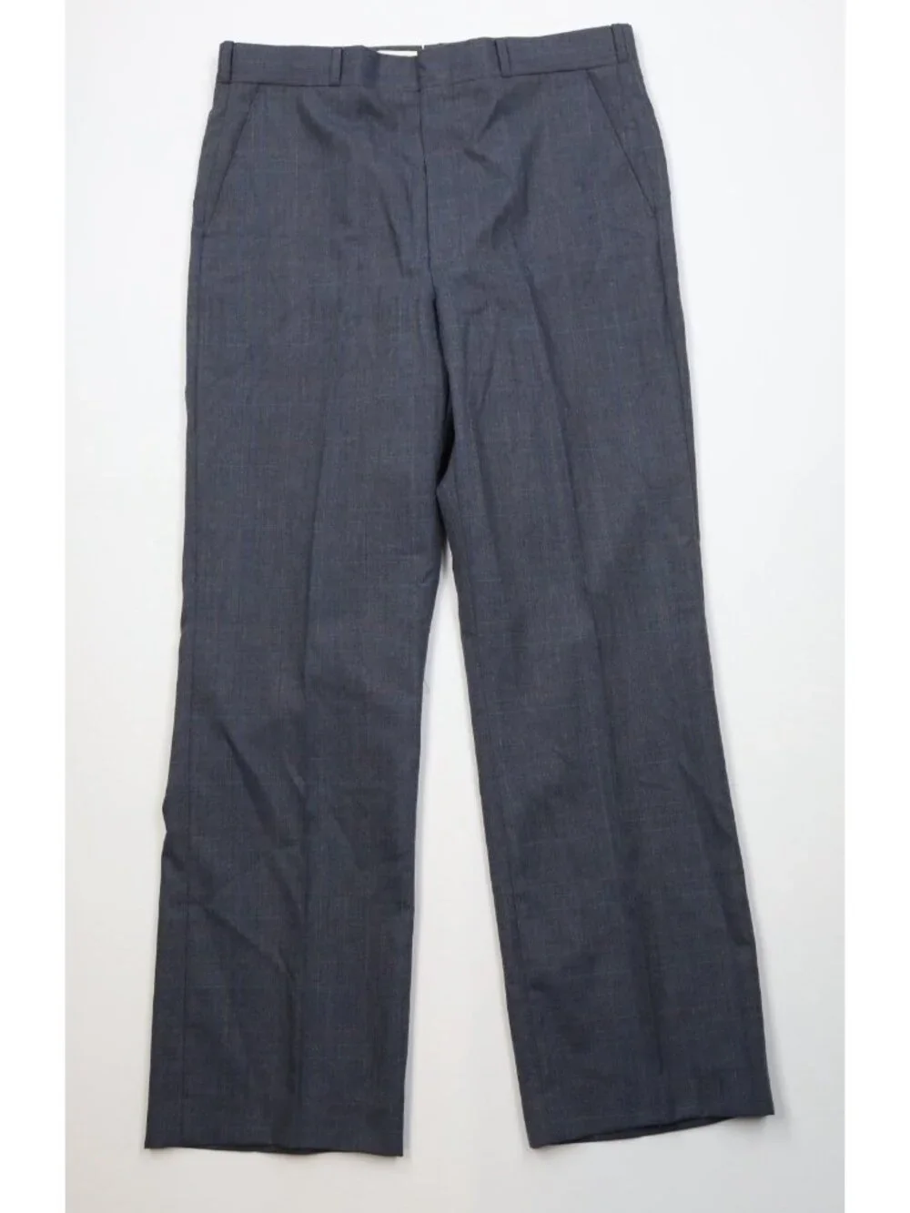 Deadstock Vintage 70s Mens 41R 2 Piece Wool Suit Blue Plaid Wide Leg 35x32 USA